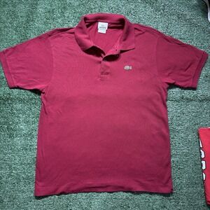 Vintage Lacoste Polo Shirt Men's Size 5 Large Raspberry Red Crocodile Logo